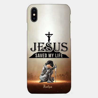 Personalisierte Handyhülle „Jesus hat mein Leben gerettet“.