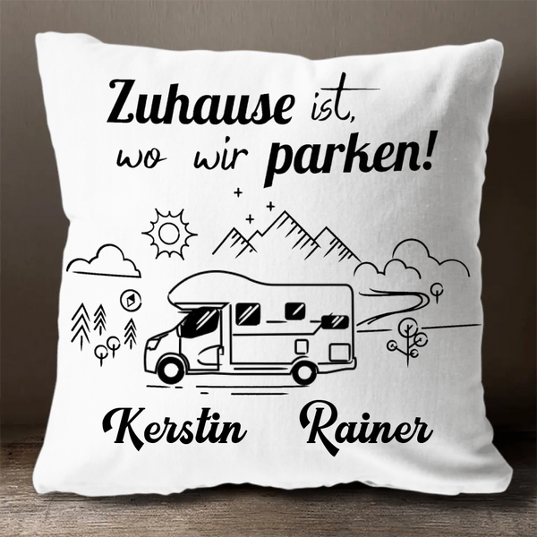 Personalized Camping Pillows, Camper Gifts, Camper Accessories, Home is Where We Park