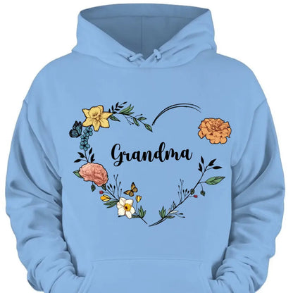 Individuelles Oma-Geburtsmonats-Blumen-Shirt