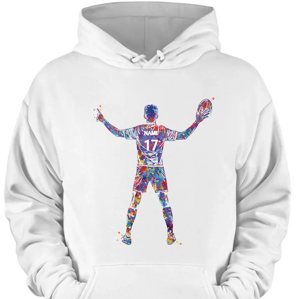 Players Personalized Watercolor Print Rugby Gifts for Men Rugby Players Boys Rugby Guys Personalized Gifts for Men Custom Clothes