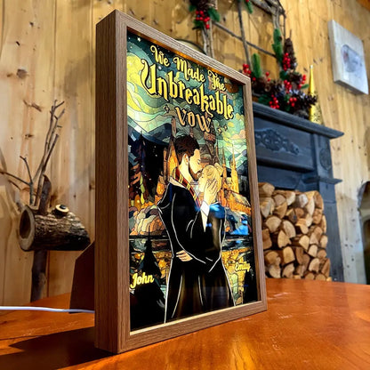 We Made The Unbreakable Vow, Couple Gift, Personalized Light Picture Frame, Wizard Couple Light Frame