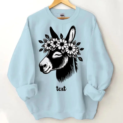 Cute Donkey Face with Floral Accents – Beautiful Clothing Gift