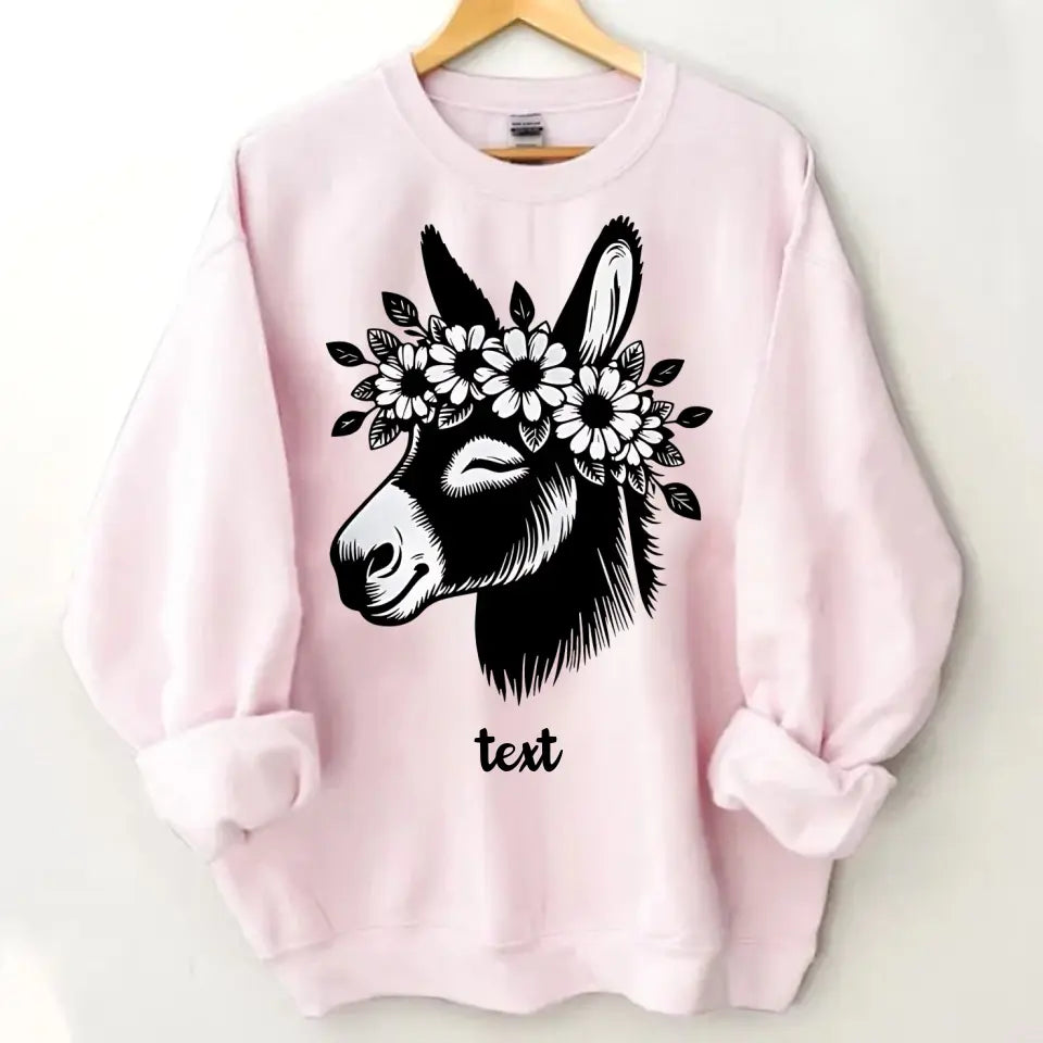 Cute Donkey Face with Floral Accents – Beautiful Clothing Gift