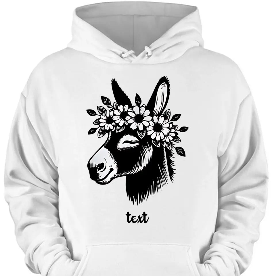 Cute Donkey Face with Floral Accents – Beautiful Clothing Gift