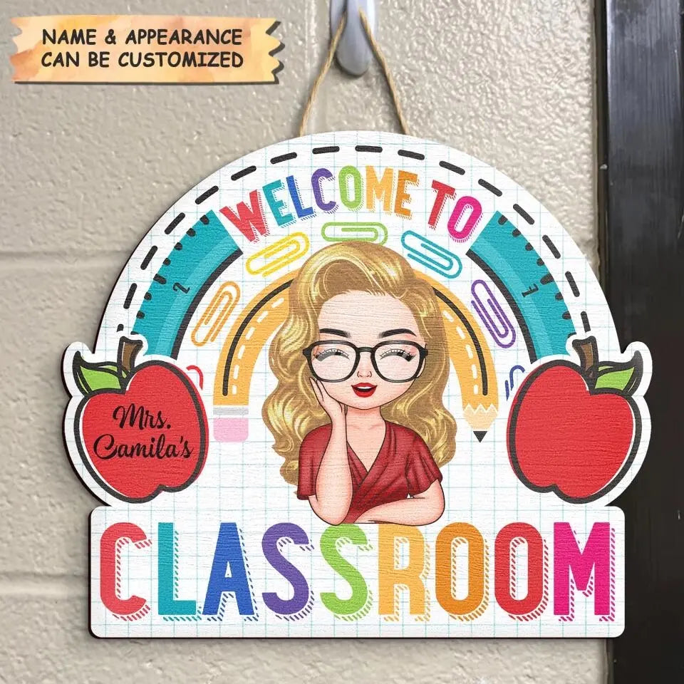Personalized Door Sign - Gift For Teacher - Welcome To My Classroom