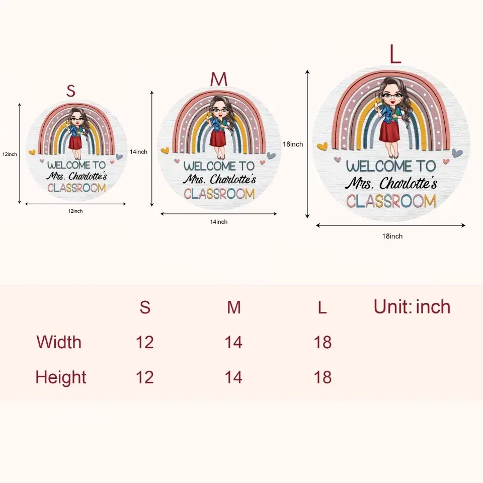 Personalized Door Sign - Gift For Teacher - Welcome To My Classroom