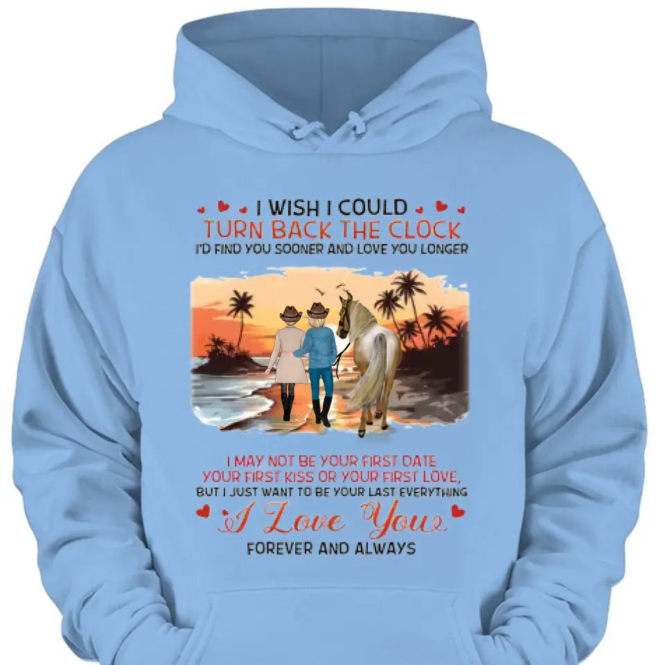 Custom Horse Riding Couple Clothes - Perfect Gift for Couples/ Him/ Her/ Valentine's Day - I Wish I Could Turn Back The Clock