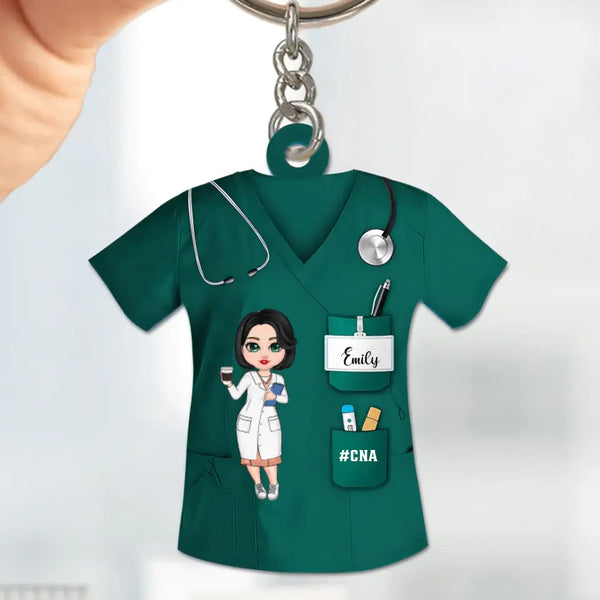 Nurse Life Hübscher Puppenkrankenschwester personalisierter Schlüsselanhänger