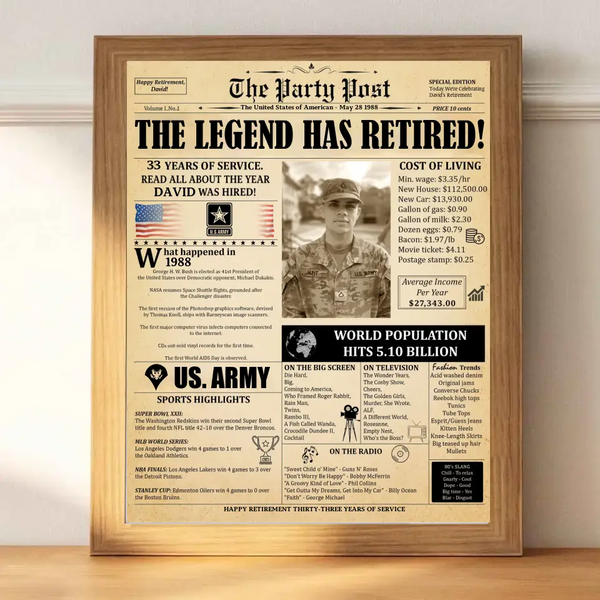 Personalized Upload Your Photo US Veteran Retirement Gift Poster Printed