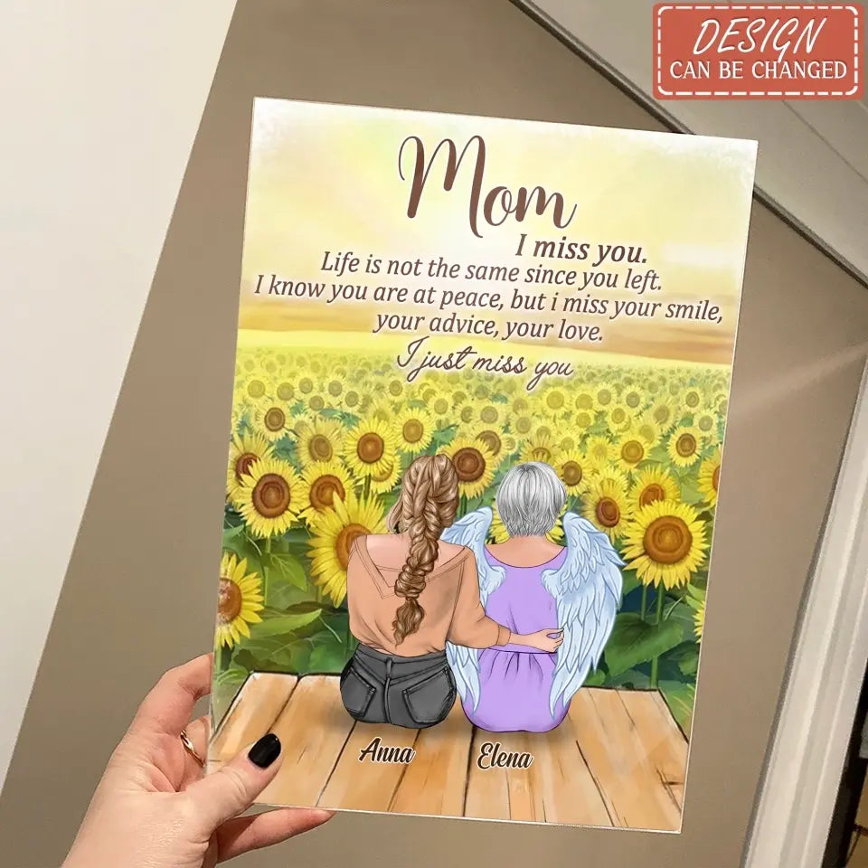 Custom Personalized Mother Acrylic Plaque - Upto 4 Daughters - Memory Gift For Loss Mom - I Miss You