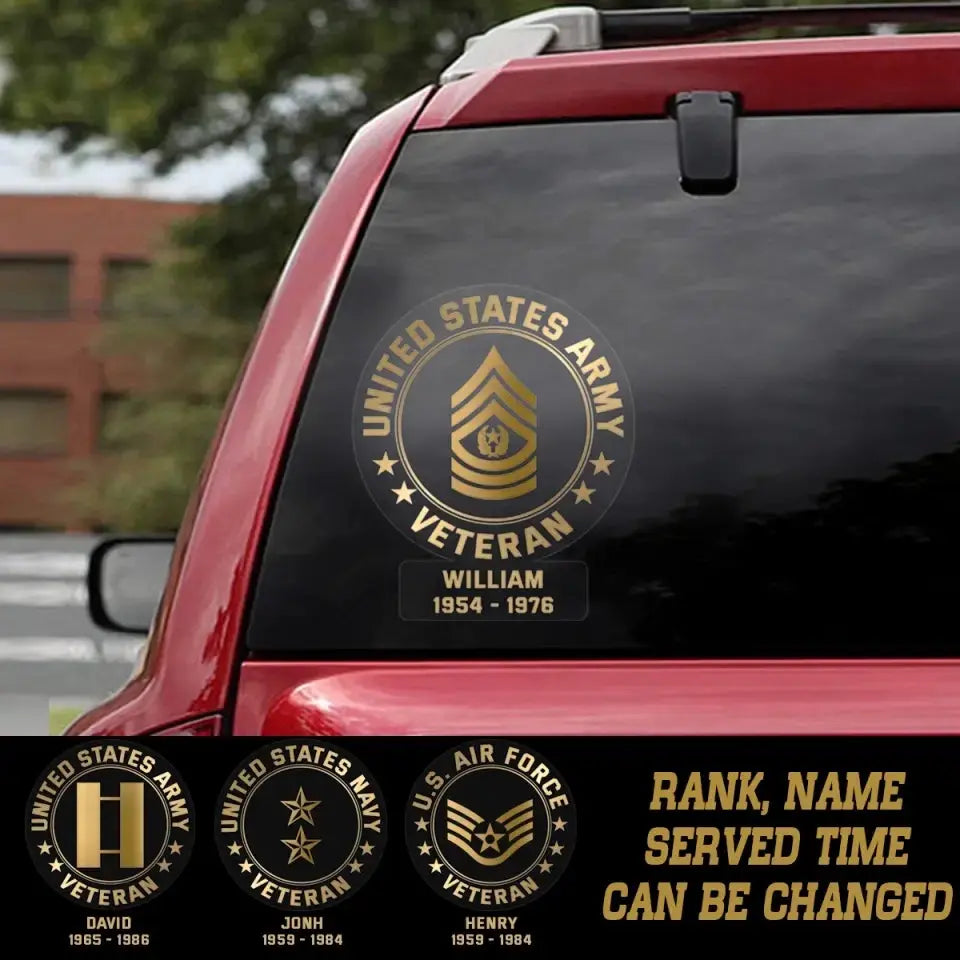 Personalized US Veterans Soldier Car Decal Printed