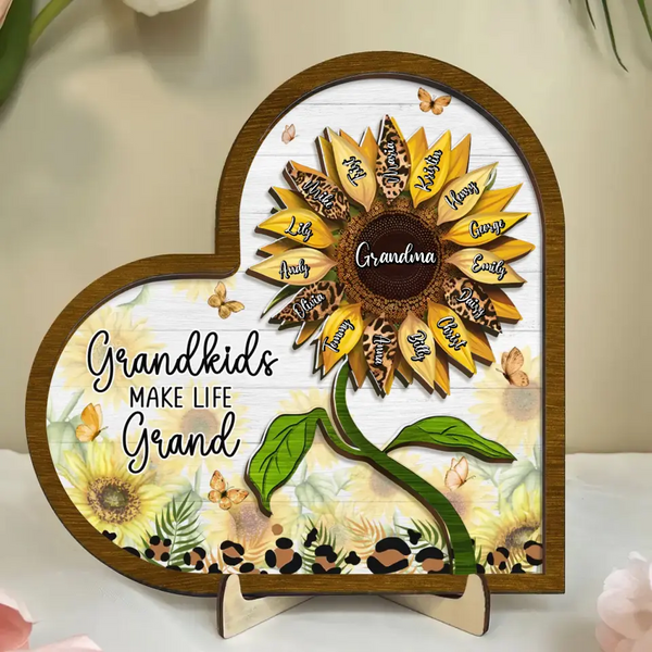 Custom Personalized Grandma 2 Layered Wooden Art - Upto 15 Kids - Mother's Day Gift Idea For Grandma - Grandkids Make Life Grand