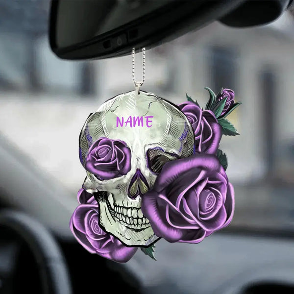 Personalized Purple Skull Rose Acrylic Pendant