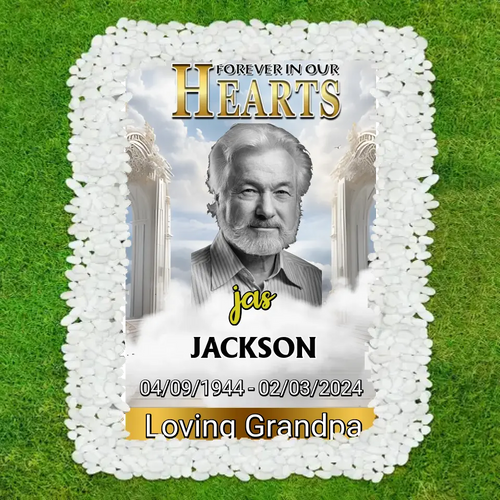 Custom Photo Forever In Our Hearts Memorial Grave Blanket