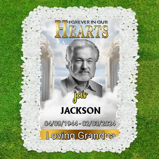 Custom Photo Forever In Our Hearts Memorial Grave Blanket