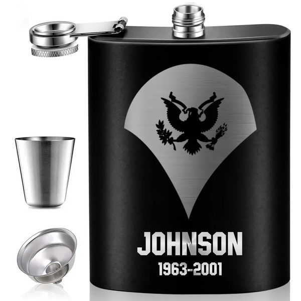 Personalized US Military Retired Steel Flasks