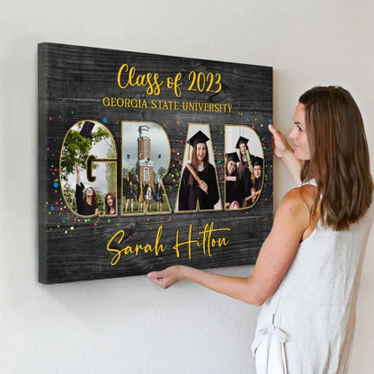 Grad Photo Collage Canvas Personalized, Grad Gift, Unique Graduation Gifts For Her For Him, Class Of 2024