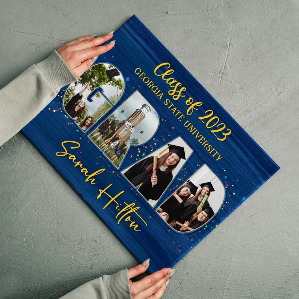Grad Photo Collage Canvas Personalized, Grad Gift, Unique Graduation Gifts For Her For Him, Class Of 2024