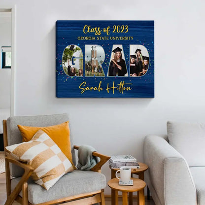 Grad Photo Collage Canvas Personalized, Grad Gift, Unique Graduation Gifts For Her For Him, Class Of 2024