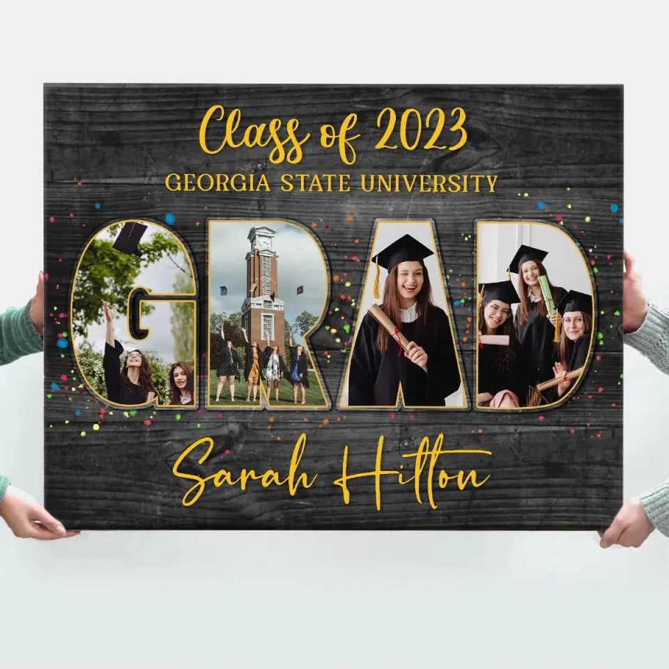 Grad Photo Collage Canvas Personalized, Grad Gift, Unique Graduation Gifts For Her For Him, Class Of 2024