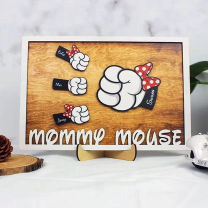 Mommy Mouse - Personalized Layered Wood Sign Stand - Gift For Mom, Dad