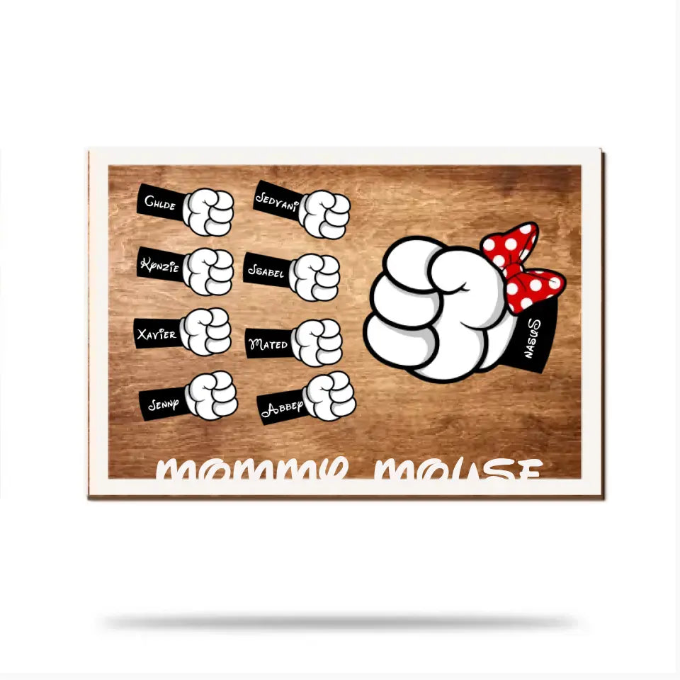 Mommy Mouse - Personalized Layered Wood Sign Stand - Gift For Mom, Dad