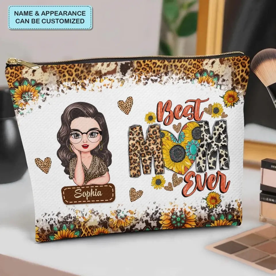 Best Mom Ever - Personalized Custom Canvas Makeup Bag - Mother's Day Gift For Mom, Family Members