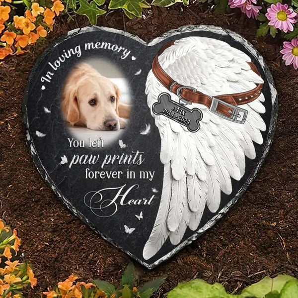 Custom Personalized Memorial Photo Heart Lithograph - Memorial Gift Idea for Dog Owners - You Left Paw Prints Forever In My Heart