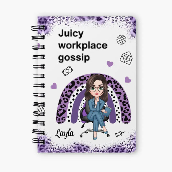 Juicy Workplace Gossip - Personalized Custom Spiral Journal - Birthday Gift For Office Staff, Colleague