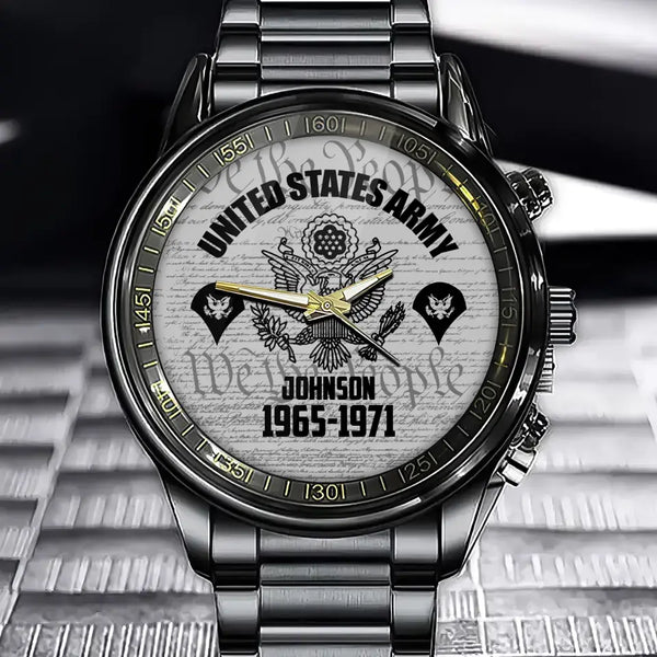 Personalized US Army Logo & Custom Name Served Time Watch