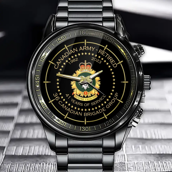 Personalized Canadian Army Retired Branch Logo Custom Served Time Watch