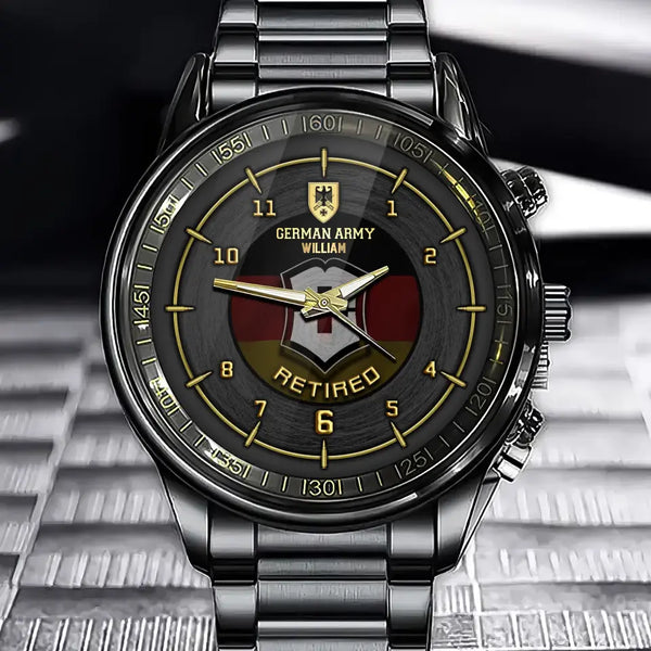 Personalized Retired German Army Custom Name Watch