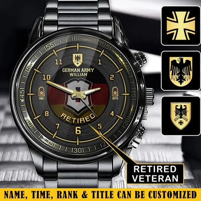 Personalized Retired German Army Custom Name Watch