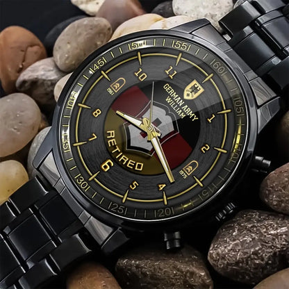 Personalized Retired German Army Custom Name Watch