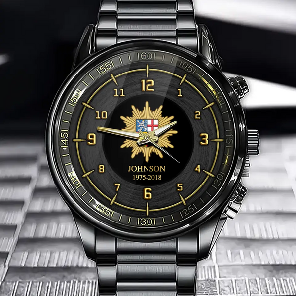 Personalized German Police Logo Custom Name & Time Watch