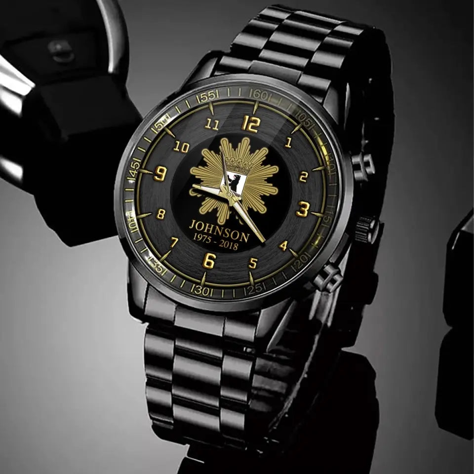 Personalized German Police Logo Custom Name & Time Watch