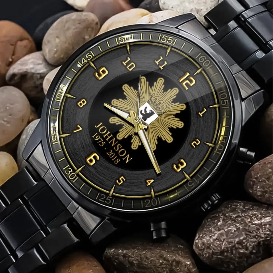 Personalized German Police Logo Custom Name & Time Watch