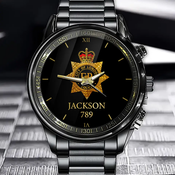 Personalized United Kingdom Police Custom Name & ID Watch