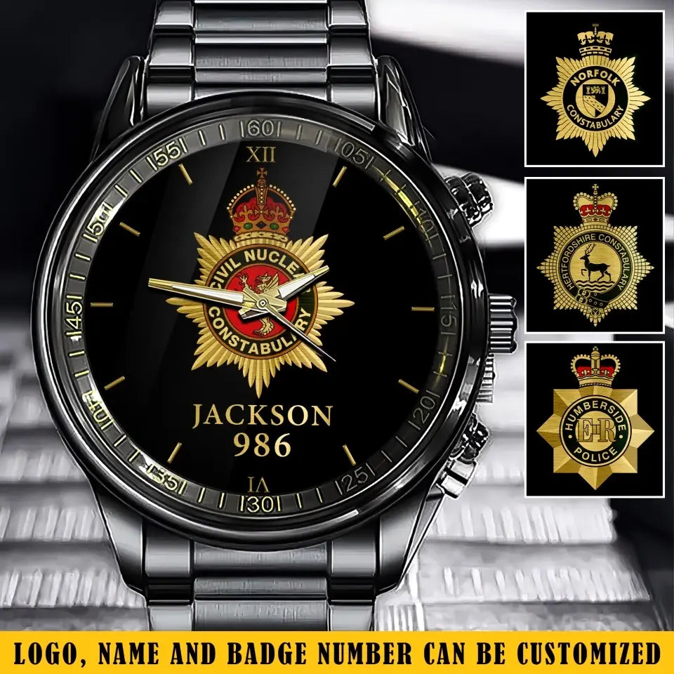 Personalized United Kingdom Police Custom Name & ID Watch