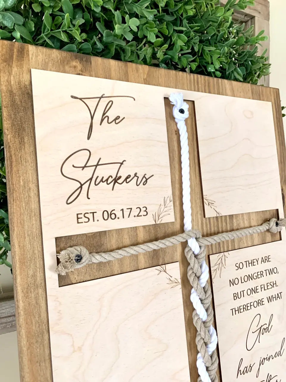 ENGRAVED, A Cord of Three Strands is Not Easily Broken Unity Ceremony Sign, Personalized Gift for Couple, Anniversary Gift