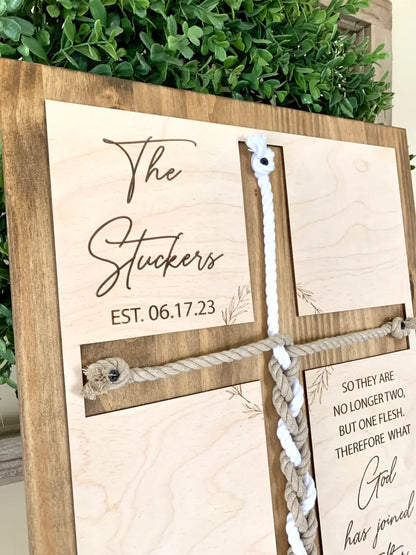 ENGRAVED, A Cord of Three Strands is Not Easily Broken Unity Ceremony Sign, Personalized Gift for Couple, Anniversary Gift