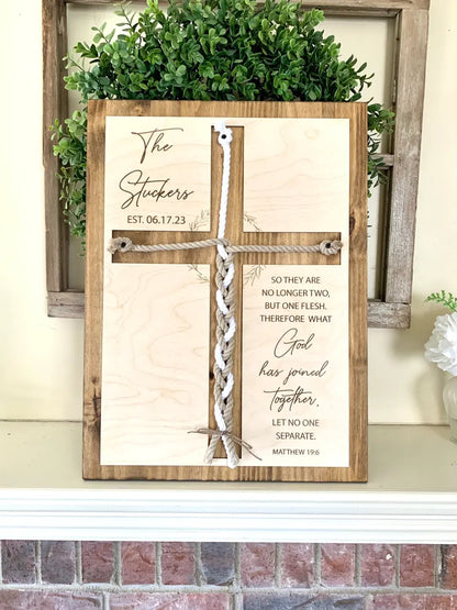ENGRAVED, A Cord of Three Strands is Not Easily Broken Unity Ceremony Sign, Personalized Gift for Couple, Anniversary Gift