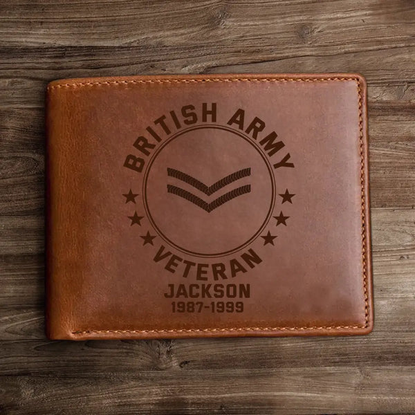 Personalized British Armed Forces Leather Wallet Laser(RFID BLOCKING)