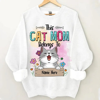 This Cat Mom Belongs To Chubby Laughing Cats - Personalized Cat T-shirt