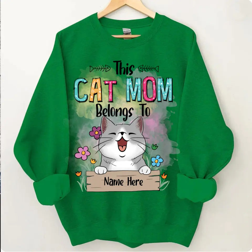 This Cat Mom Belongs To Chubby Laughing Cats - Personalized Cat T-shirt