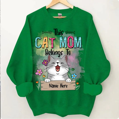 This Cat Mom Belongs To Chubby Laughing Cats - Personalized Cat T-shirt