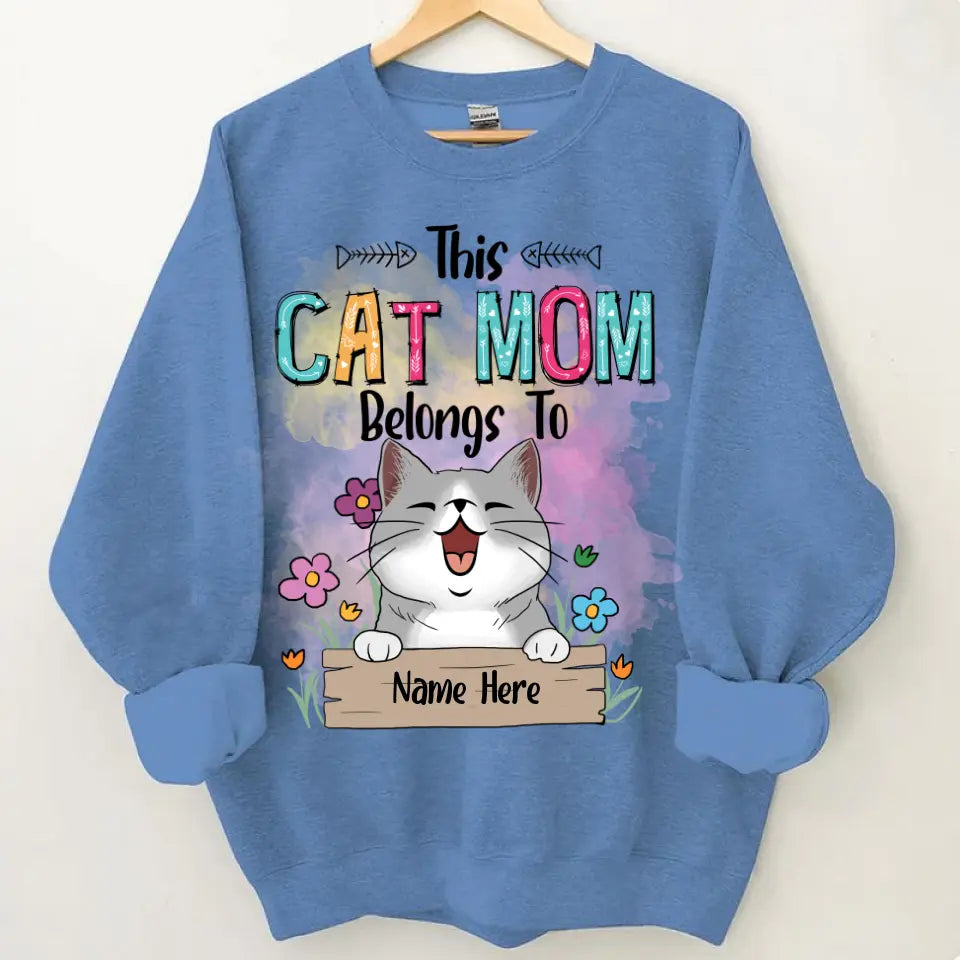 This Cat Mom Belongs To Chubby Laughing Cats - Personalized Cat T-shirt