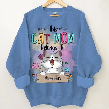 This Cat Mom Belongs To Chubby Laughing Cats - Personalized Cat T-shirt