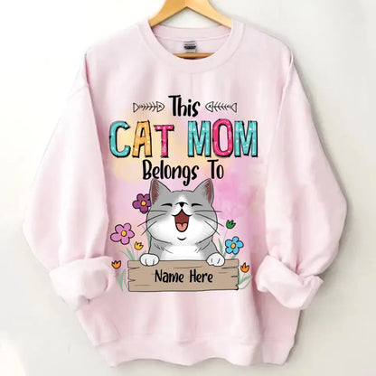 This Cat Mom Belongs To Chubby Laughing Cats - Personalized Cat T-shirt