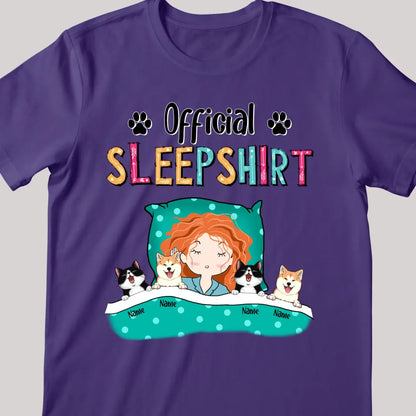 Official Sleep Shirt, Girl And Her Cats & Dogs, Personalized Dog & Cat Lovers T-shirt